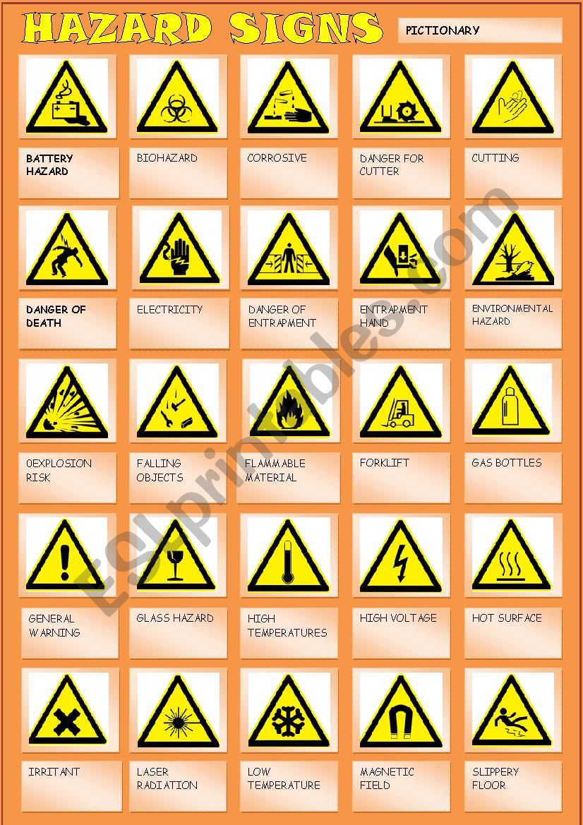 HAZARD SIGNS worksheet