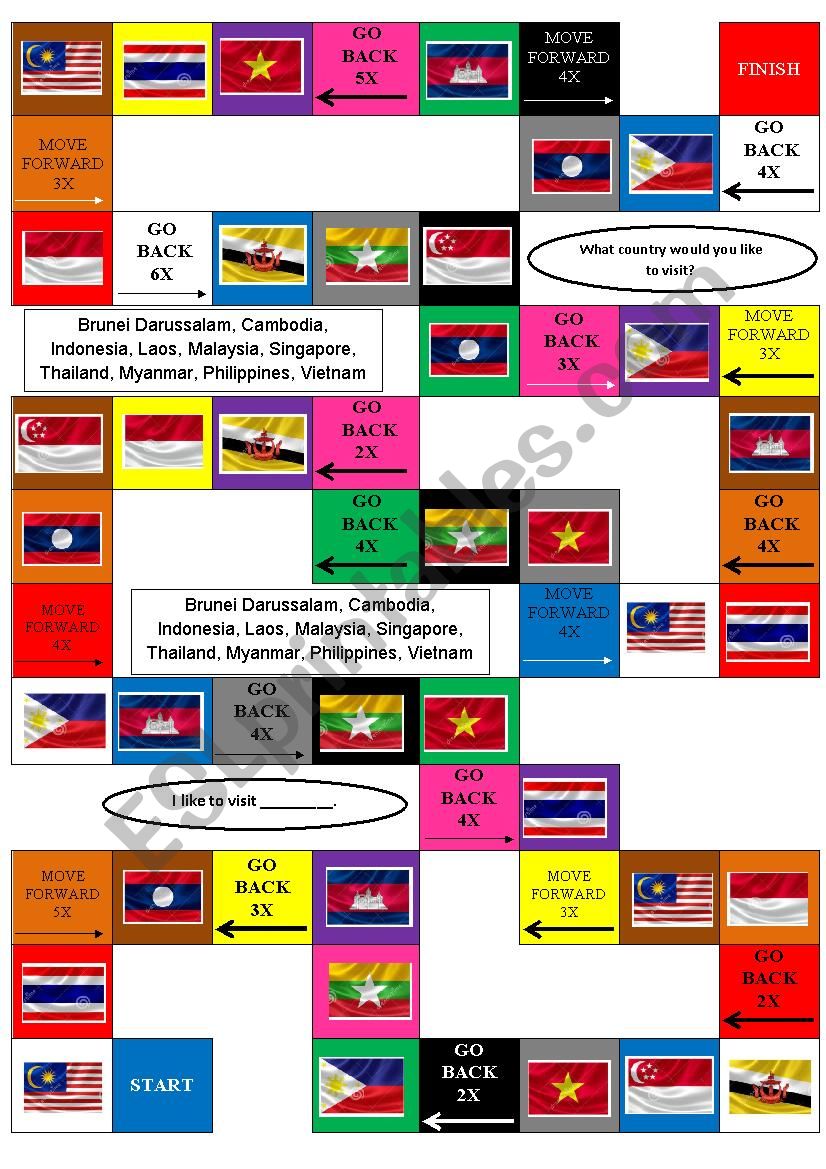 ASEAN board game worksheet