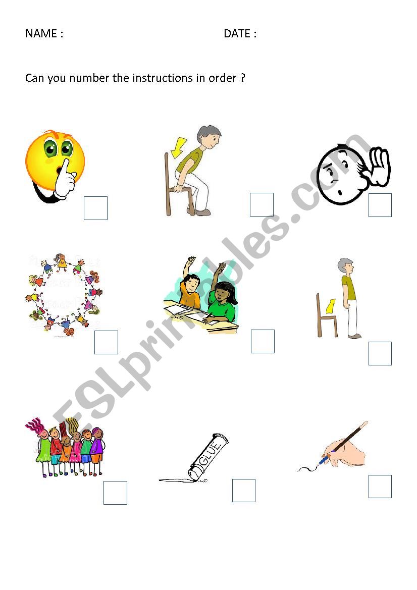 number the instructions worksheet