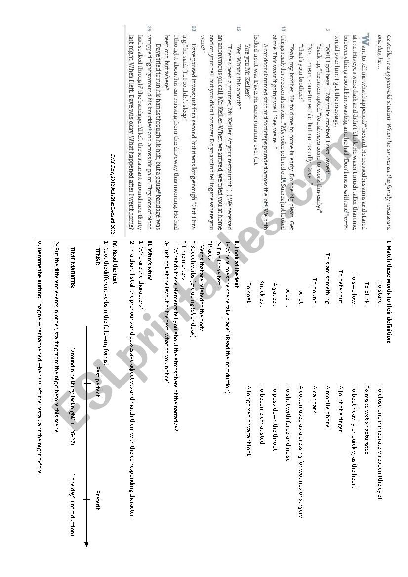 Cold case extract reading comprehension