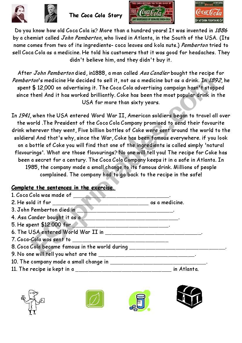 the coca cola story worksheet