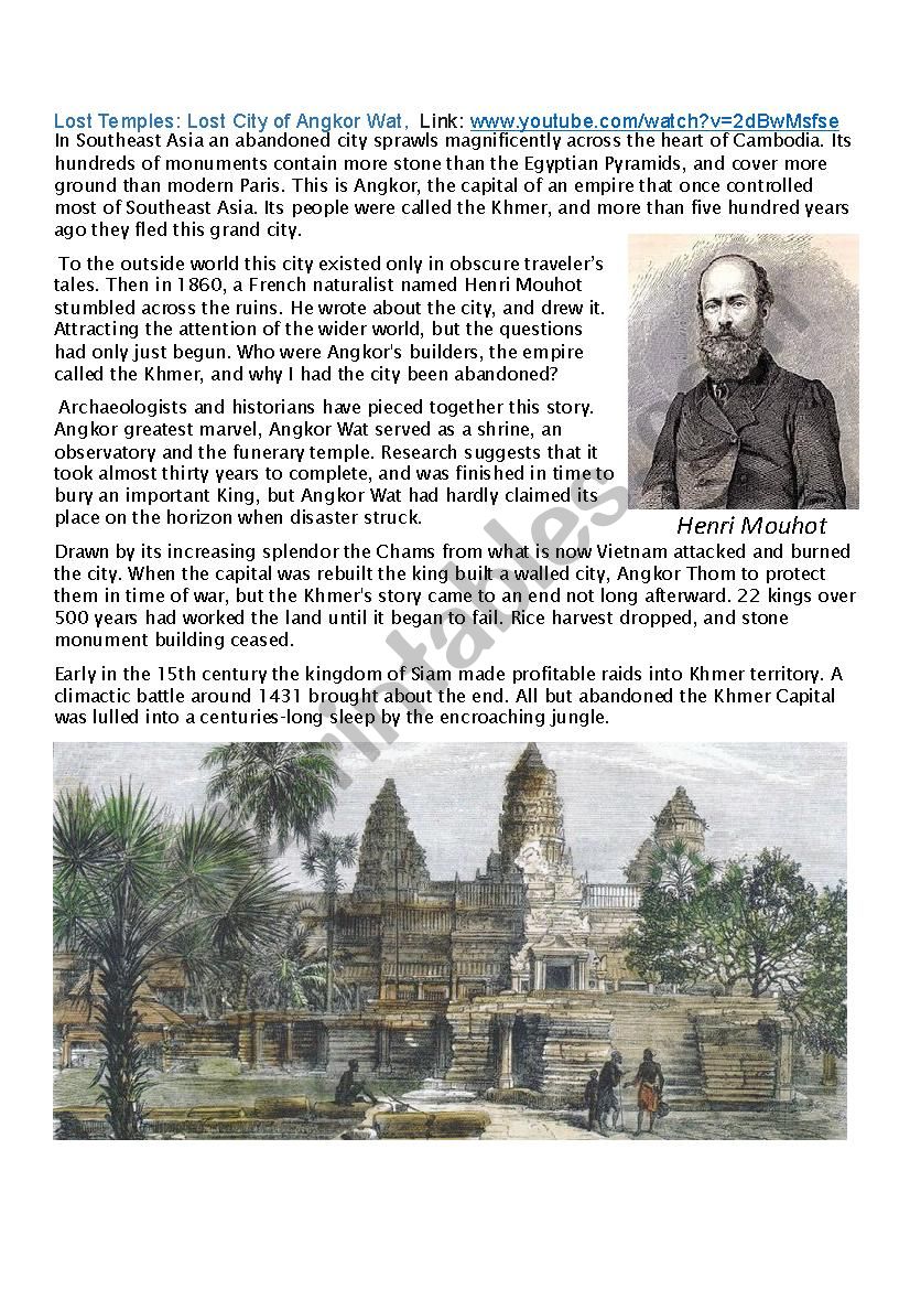 Angkor Wat worksheet