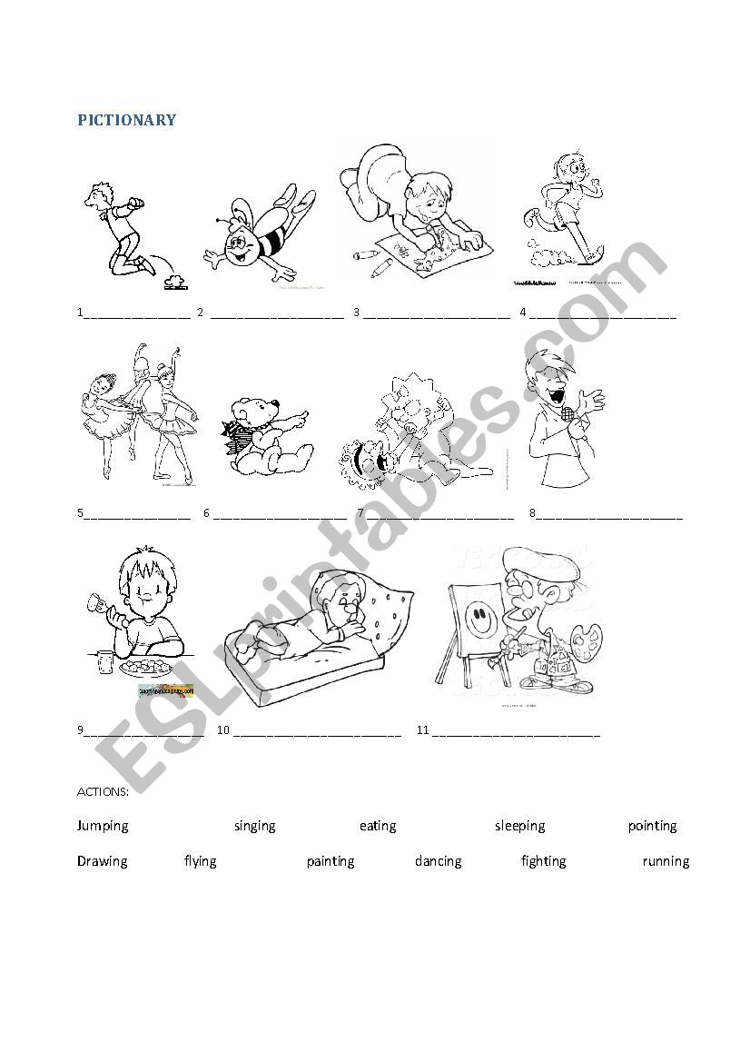 Pictionary worksheet