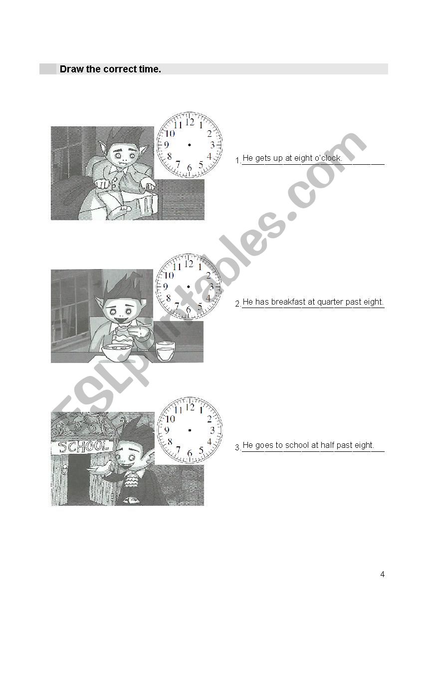 daily routine and time worksheet