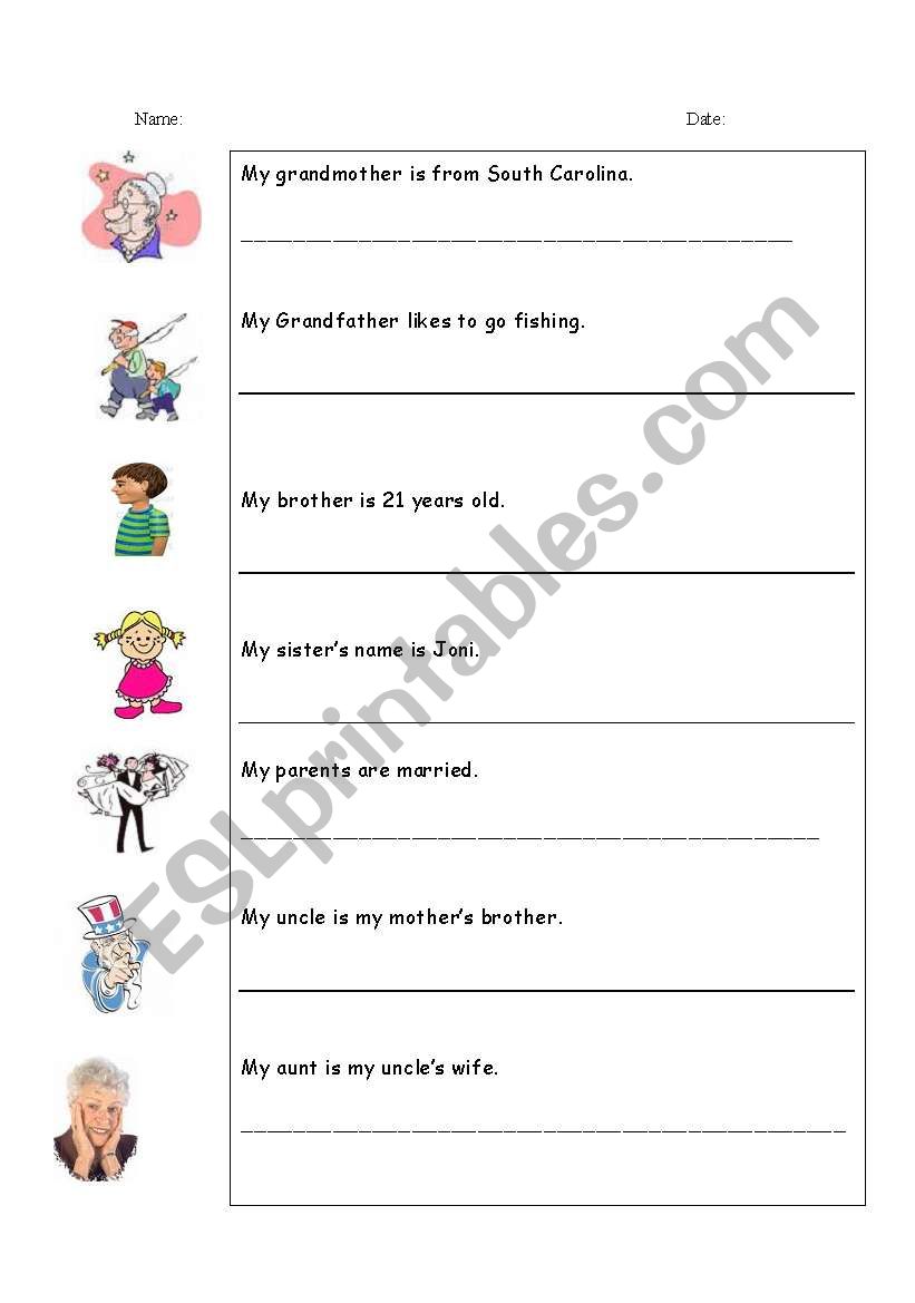 Who is in your family? worksheet
