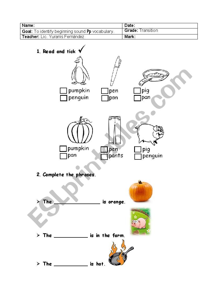 Letter P worksheet
