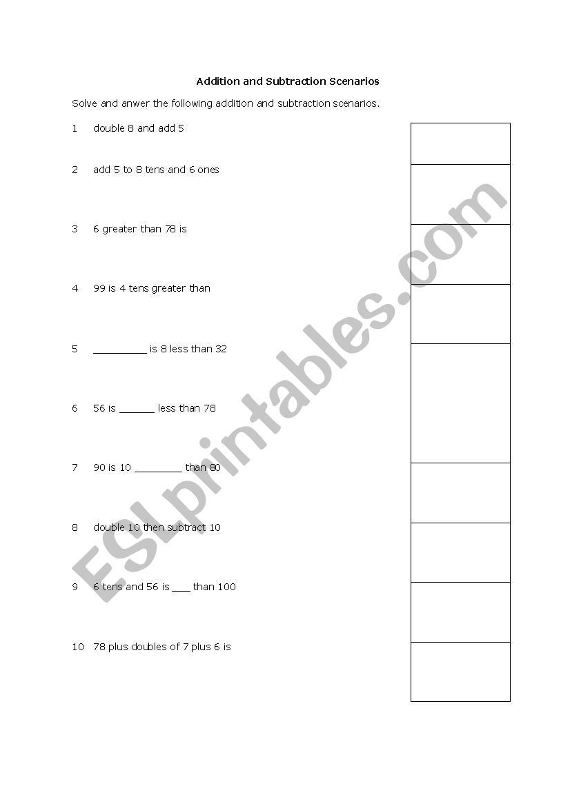 Addition and Subtraction Scenarios