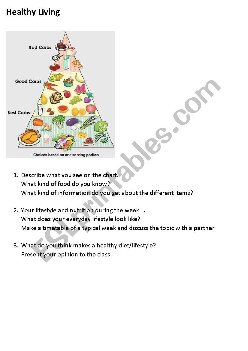 Healthy living worksheet