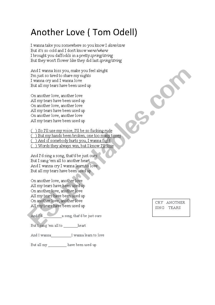 Another love worksheet