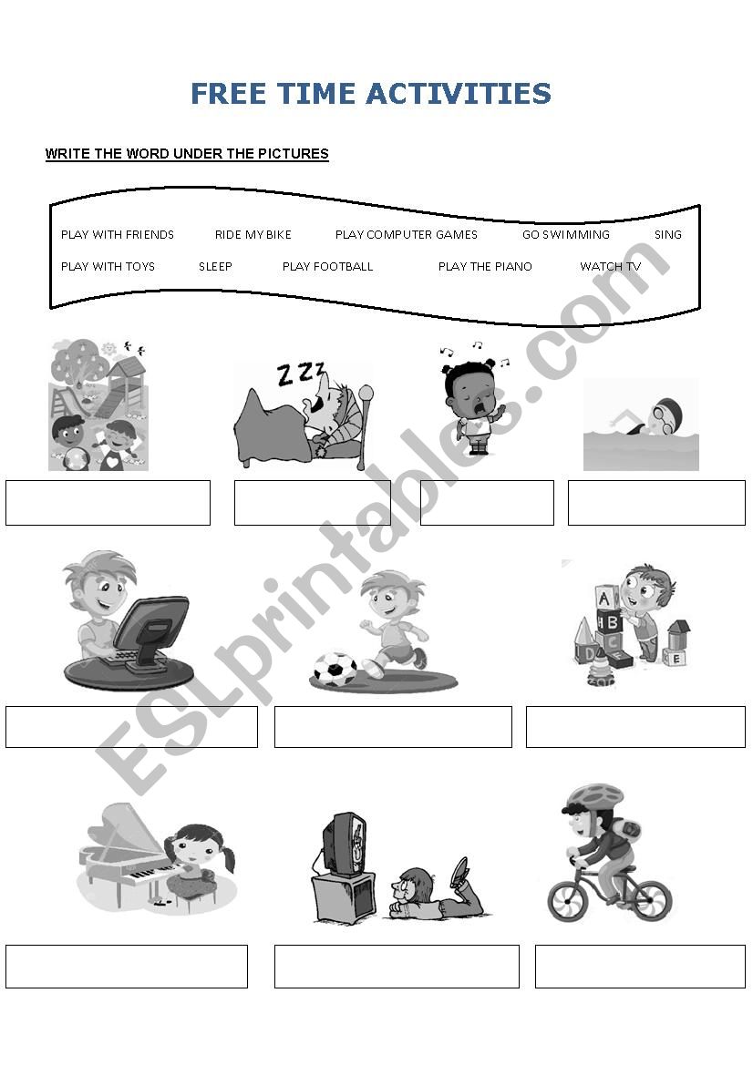 Free time activities worksheet