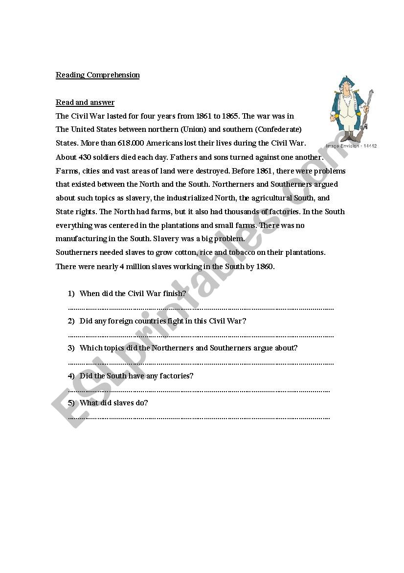 Civil war worksheet