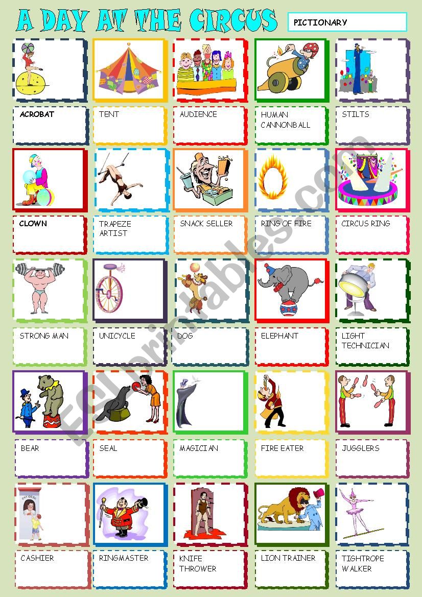A DAY AT THE CIRCUS worksheet