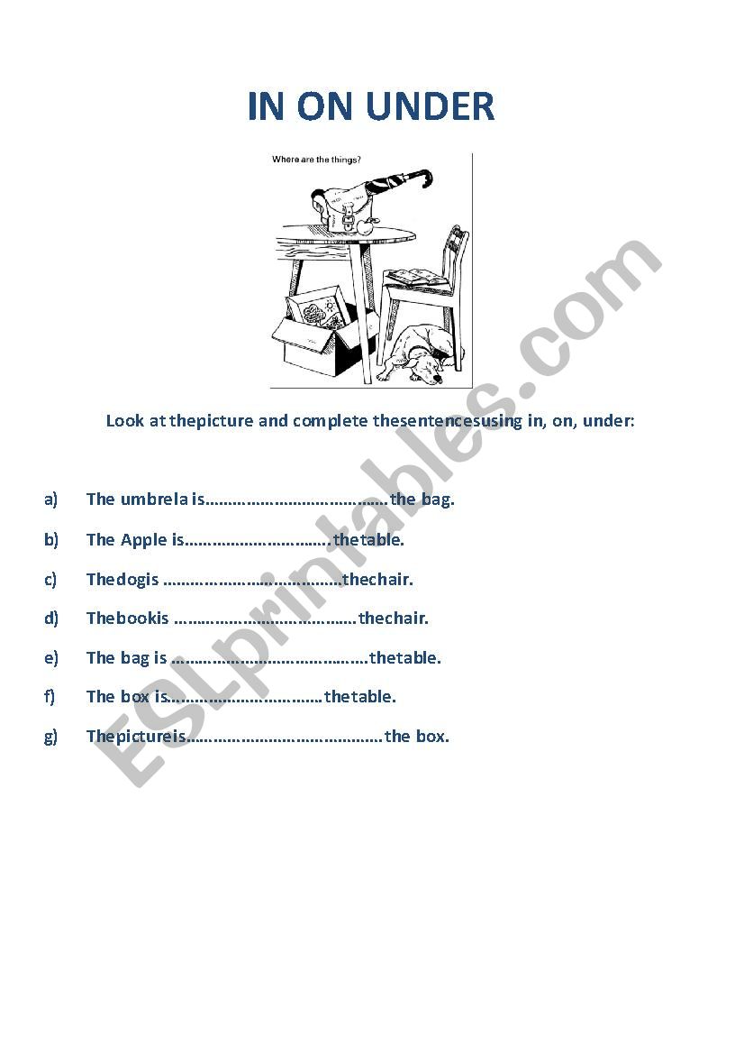 IN ON UNDER worksheet