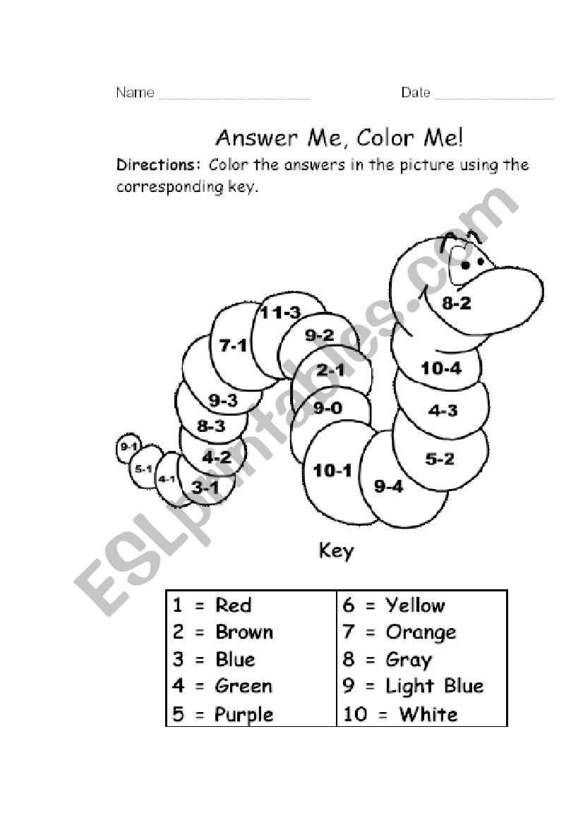 colours and numbers worksheet
