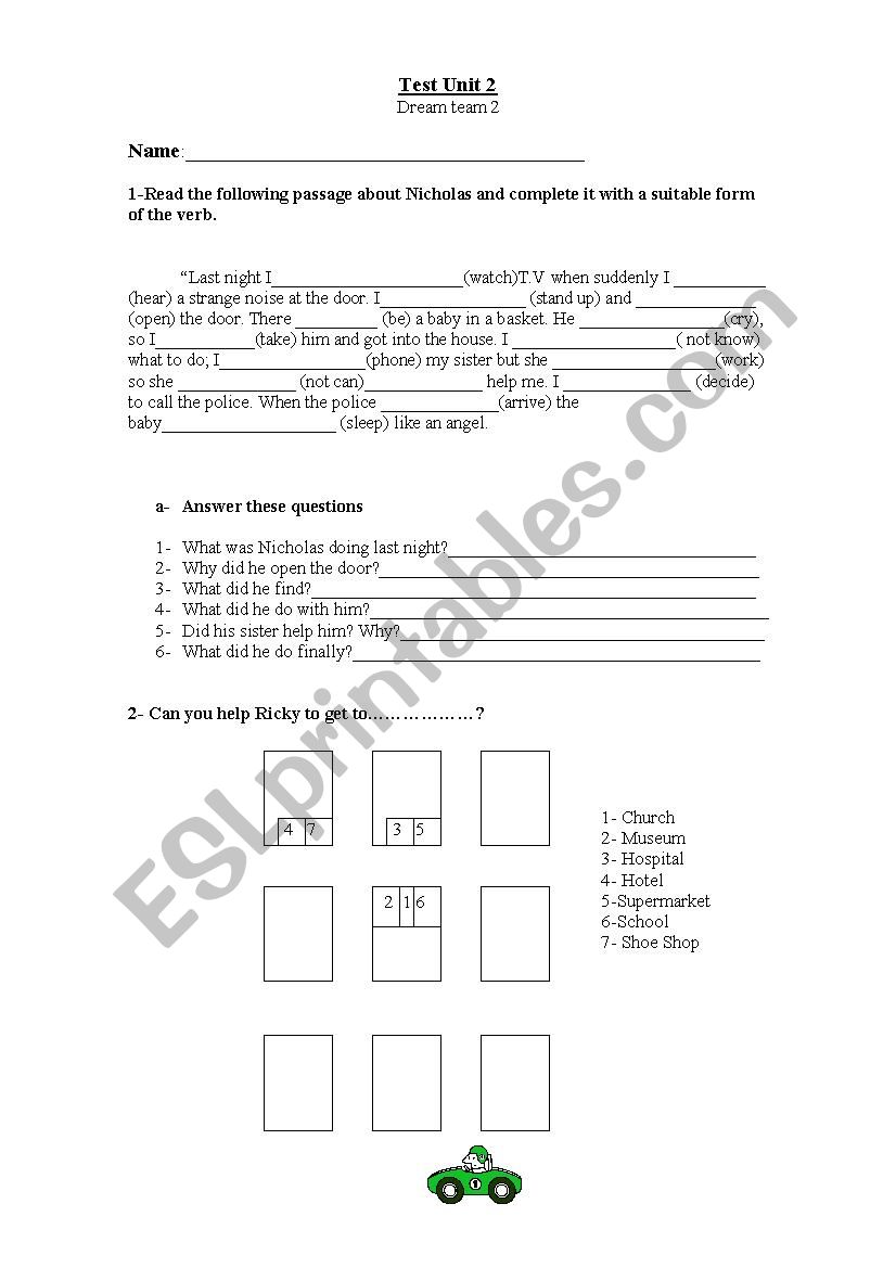 test dream team 2 unit 2 worksheet