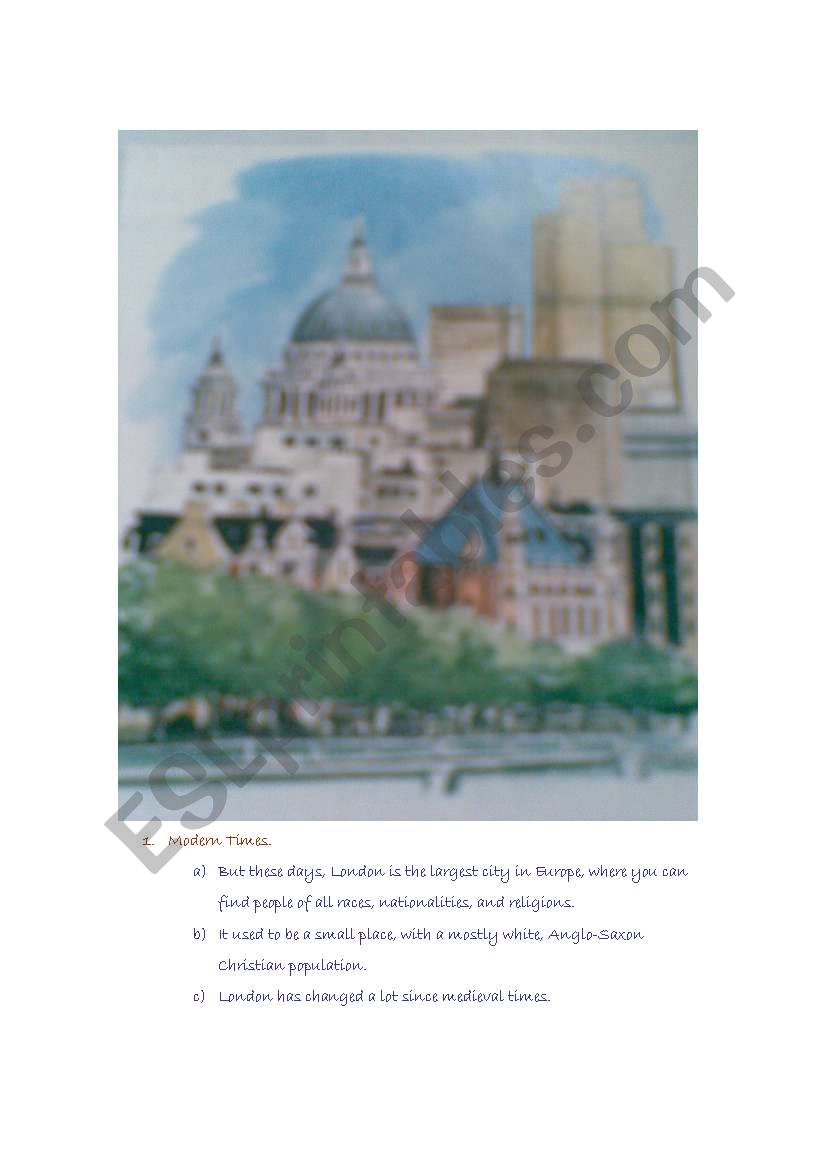 THE STORY OF LONDON (4-4) worksheet