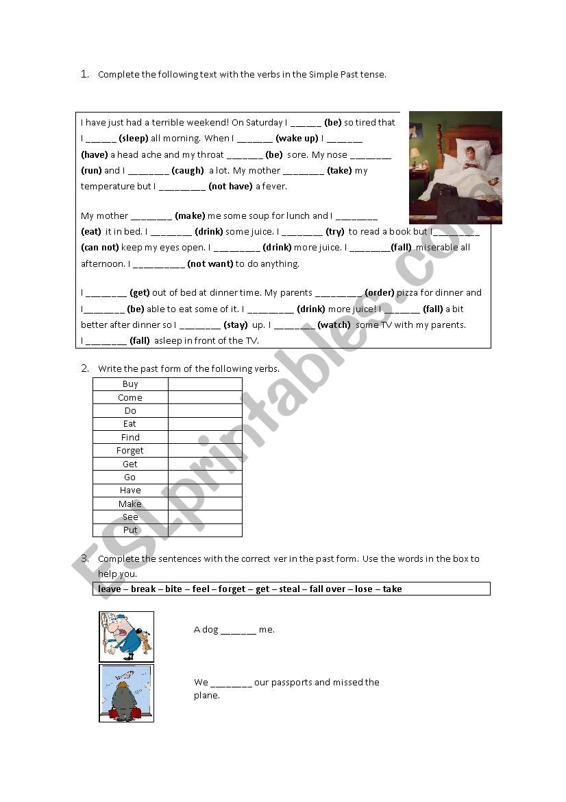 Simple Past Activities worksheet