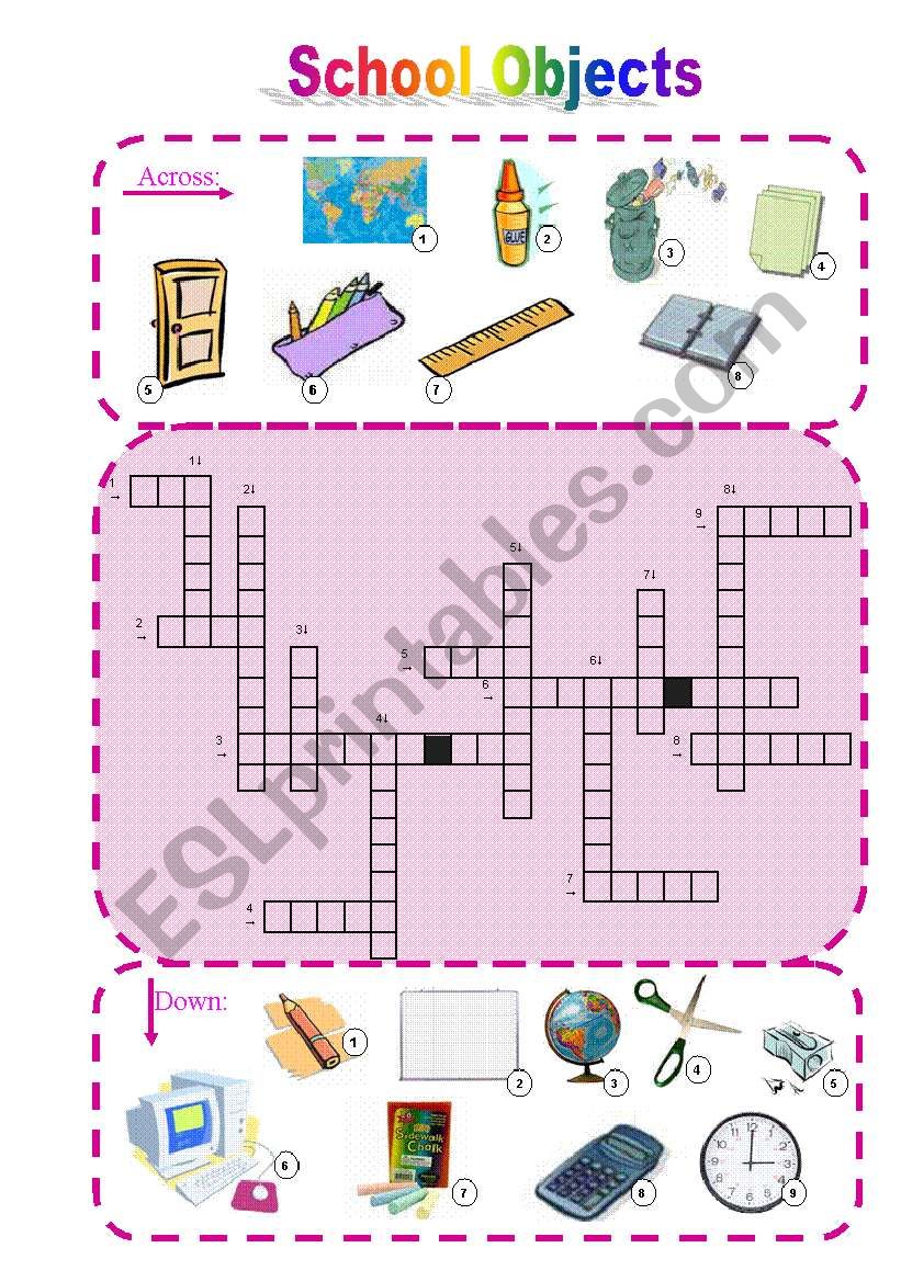 classroom objects worksheet