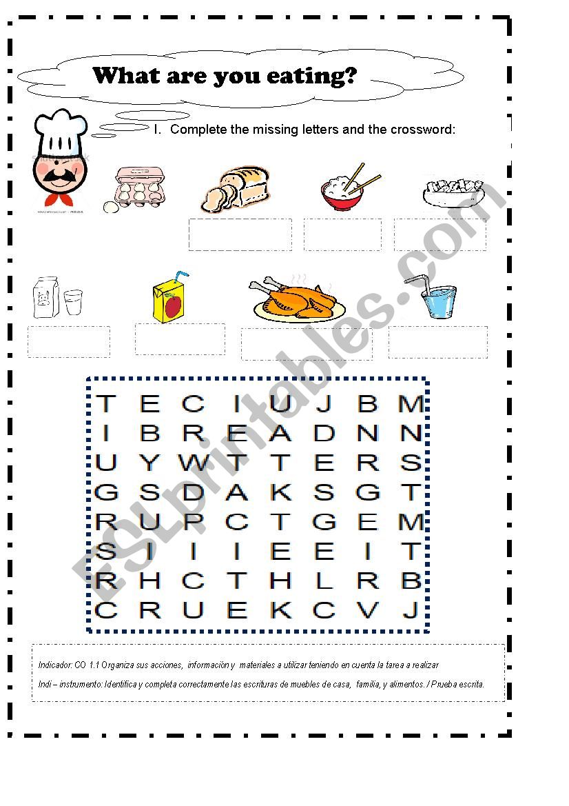 Food worksheet