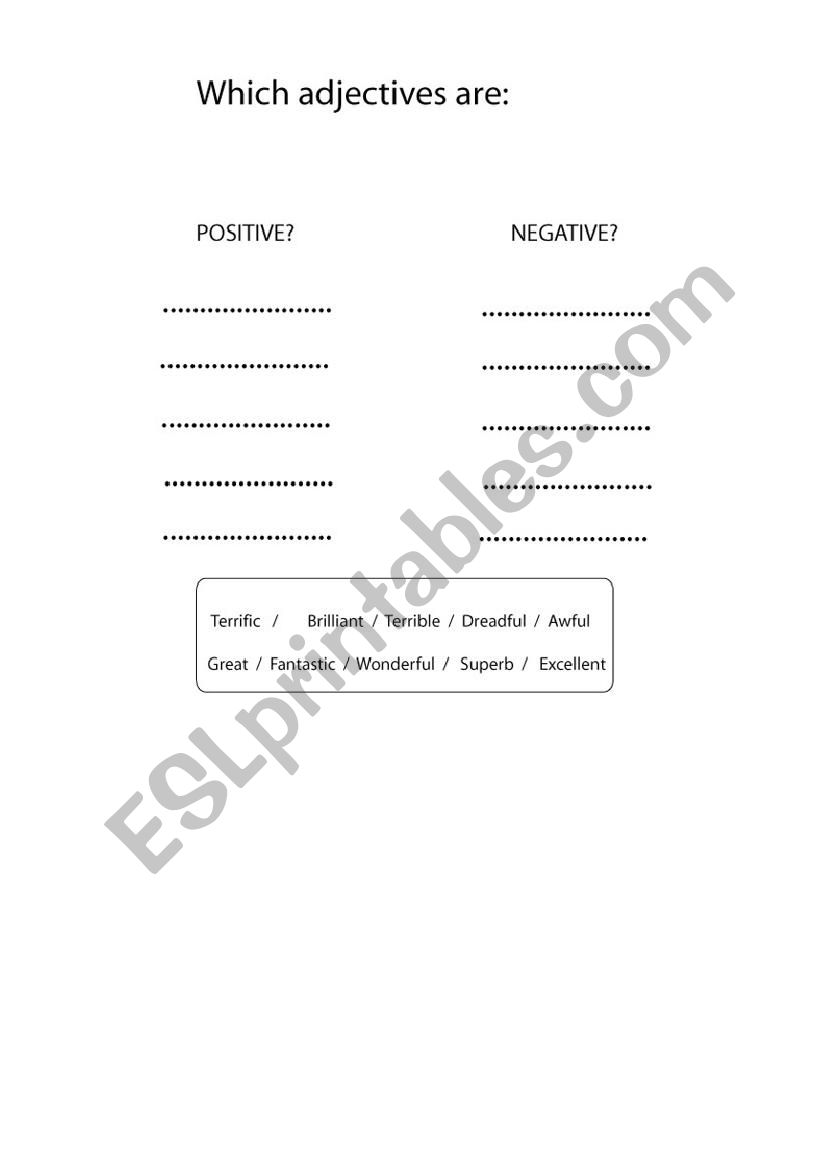 ADJECTIVES worksheet