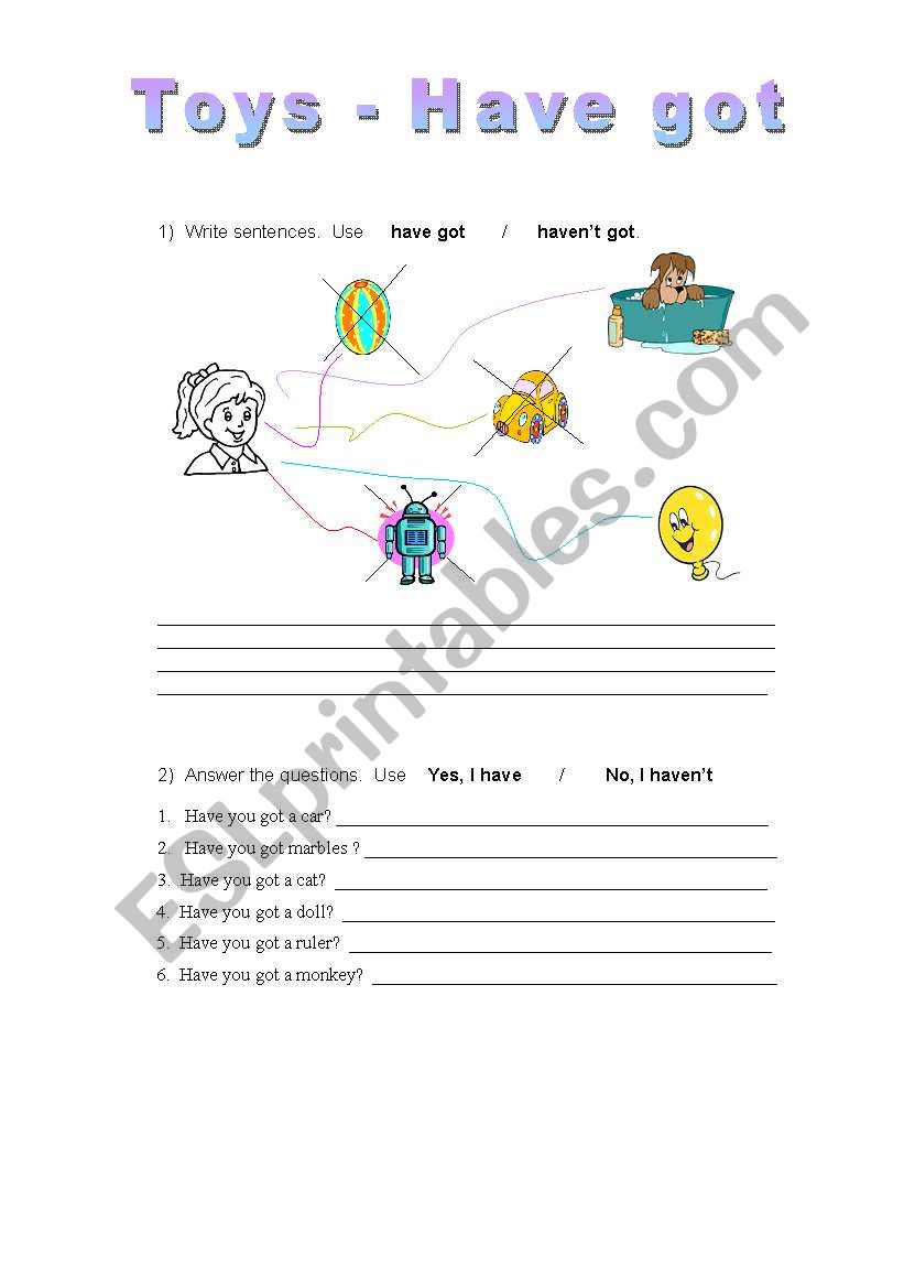 Toys and Have got worksheet