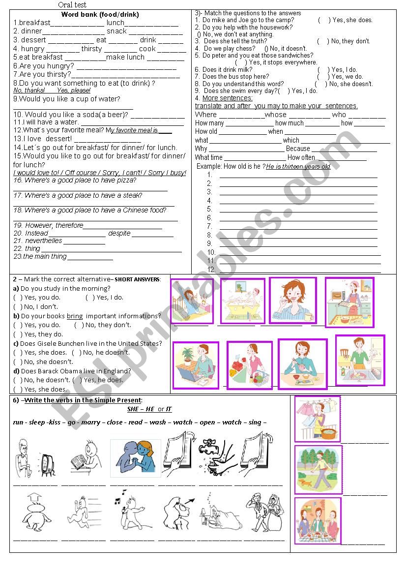 Vocabulary and Simple Present worksheet