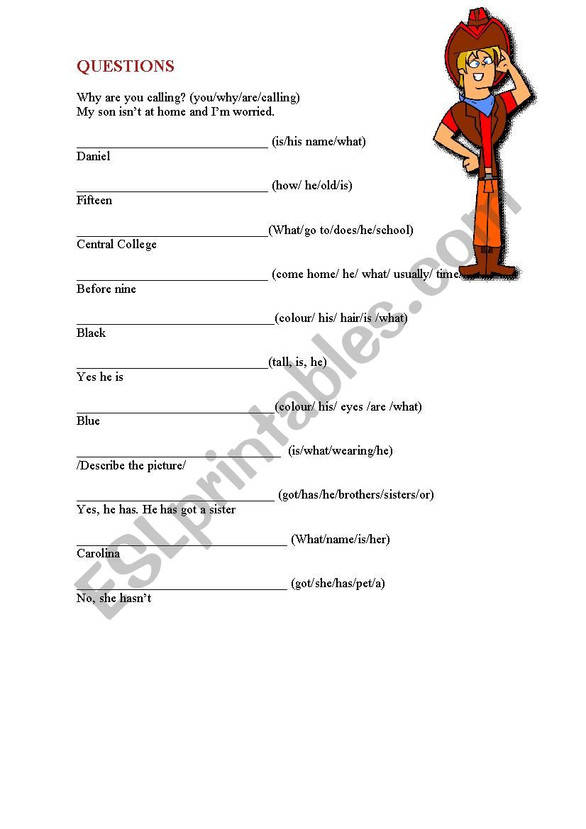 Using question words  worksheet