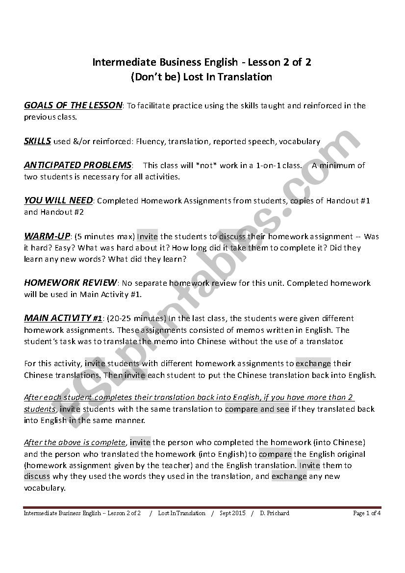 INTERMEDIATE BUSINESS ENGLISH - LOST IN TRANSLATION - LESSON 2 OF 2