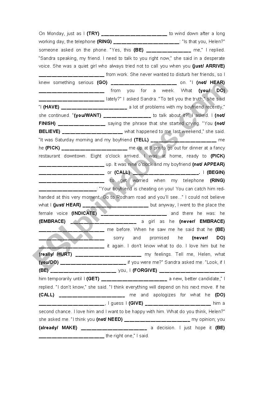 Mixed tense exercise worksheet