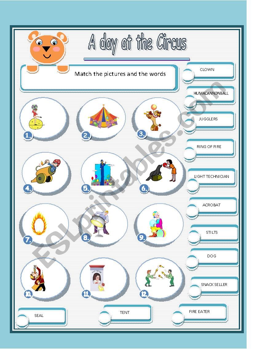 A DAY AT THE CIRCUS 1 worksheet