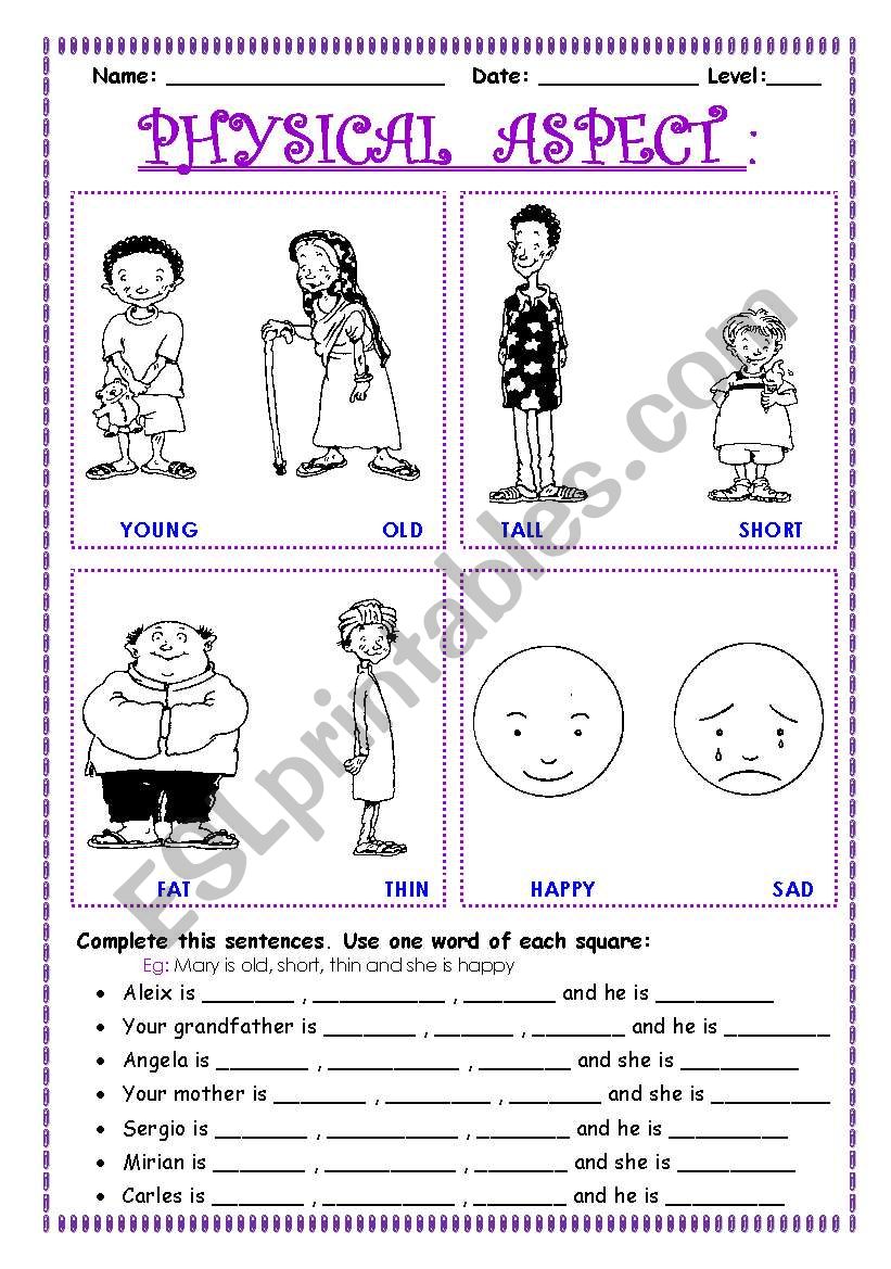 PHYSICAL  ASPECT worksheet