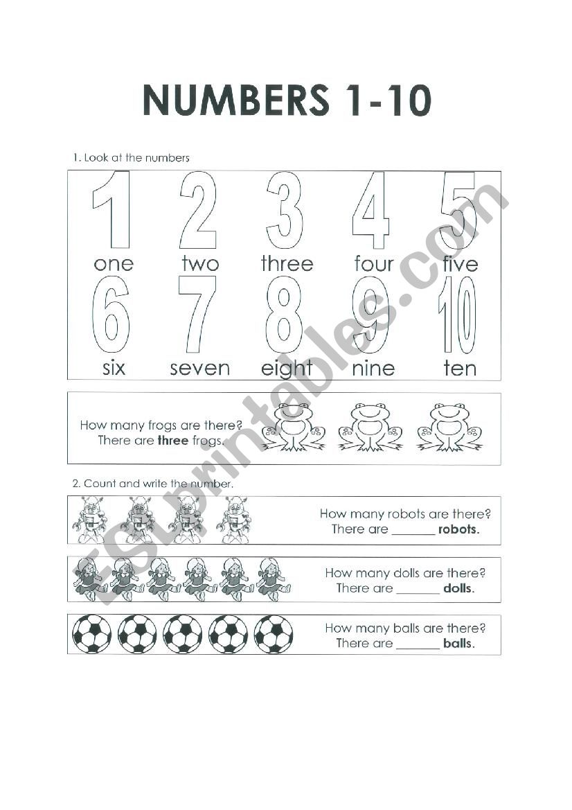 Numbers 1-10 worksheet