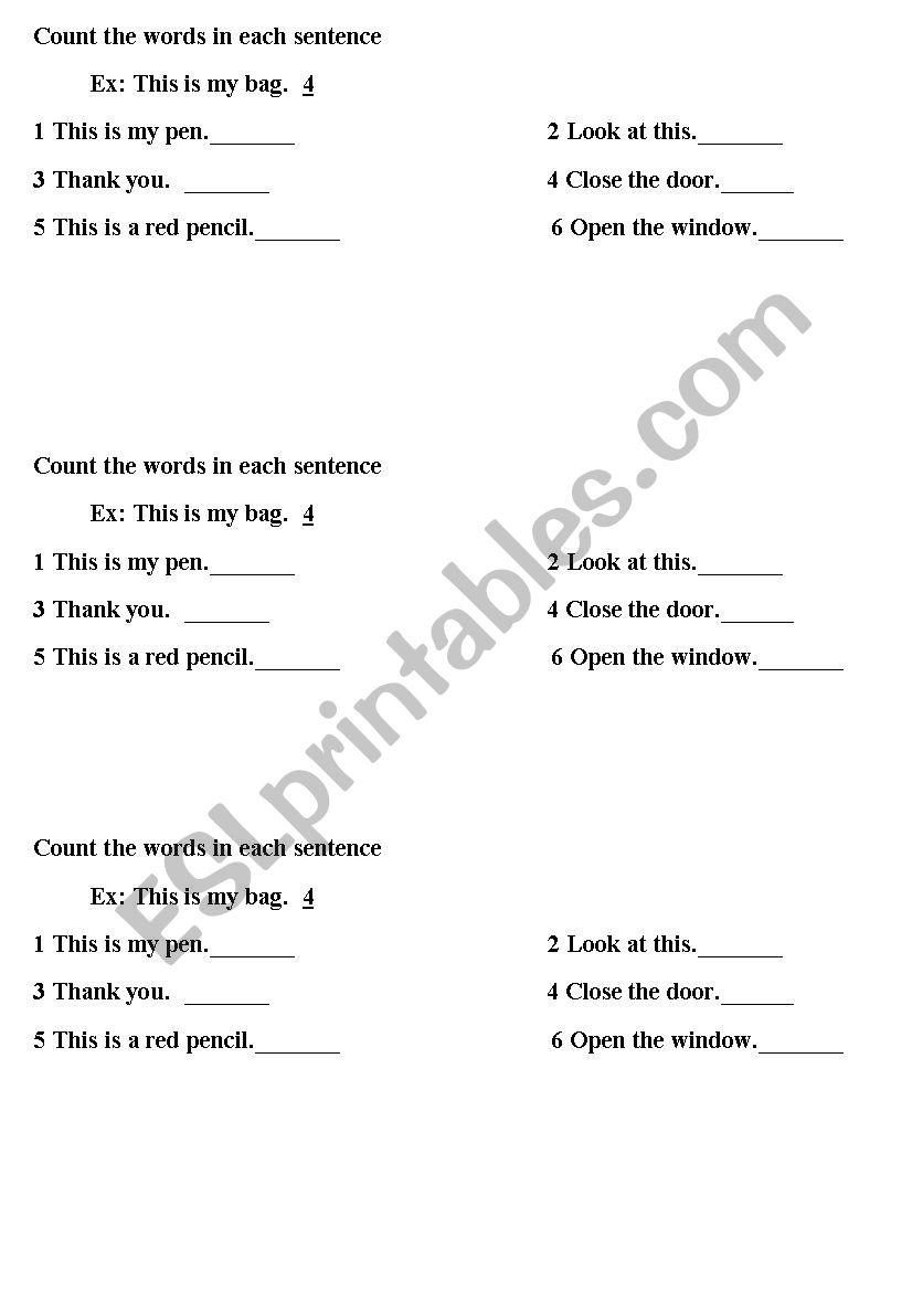 to count the words worksheet