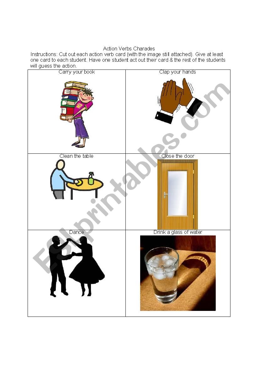 Action Charades worksheet