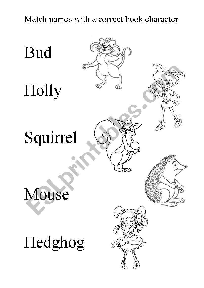 Treetops characters worksheet
