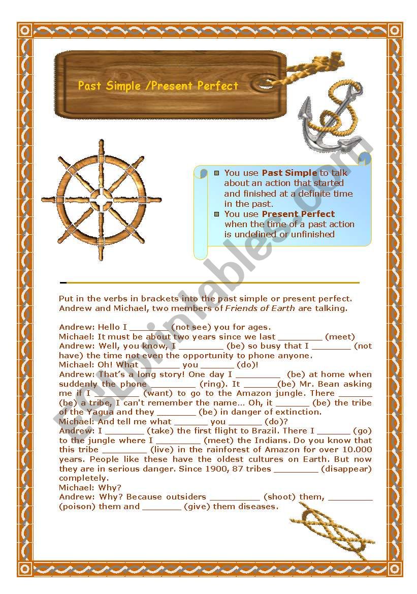 Past Simple /Present Perfect worksheet