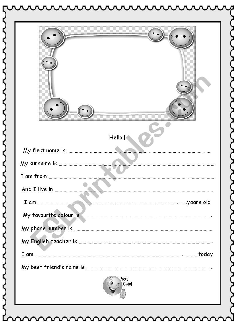 All about me worksheet