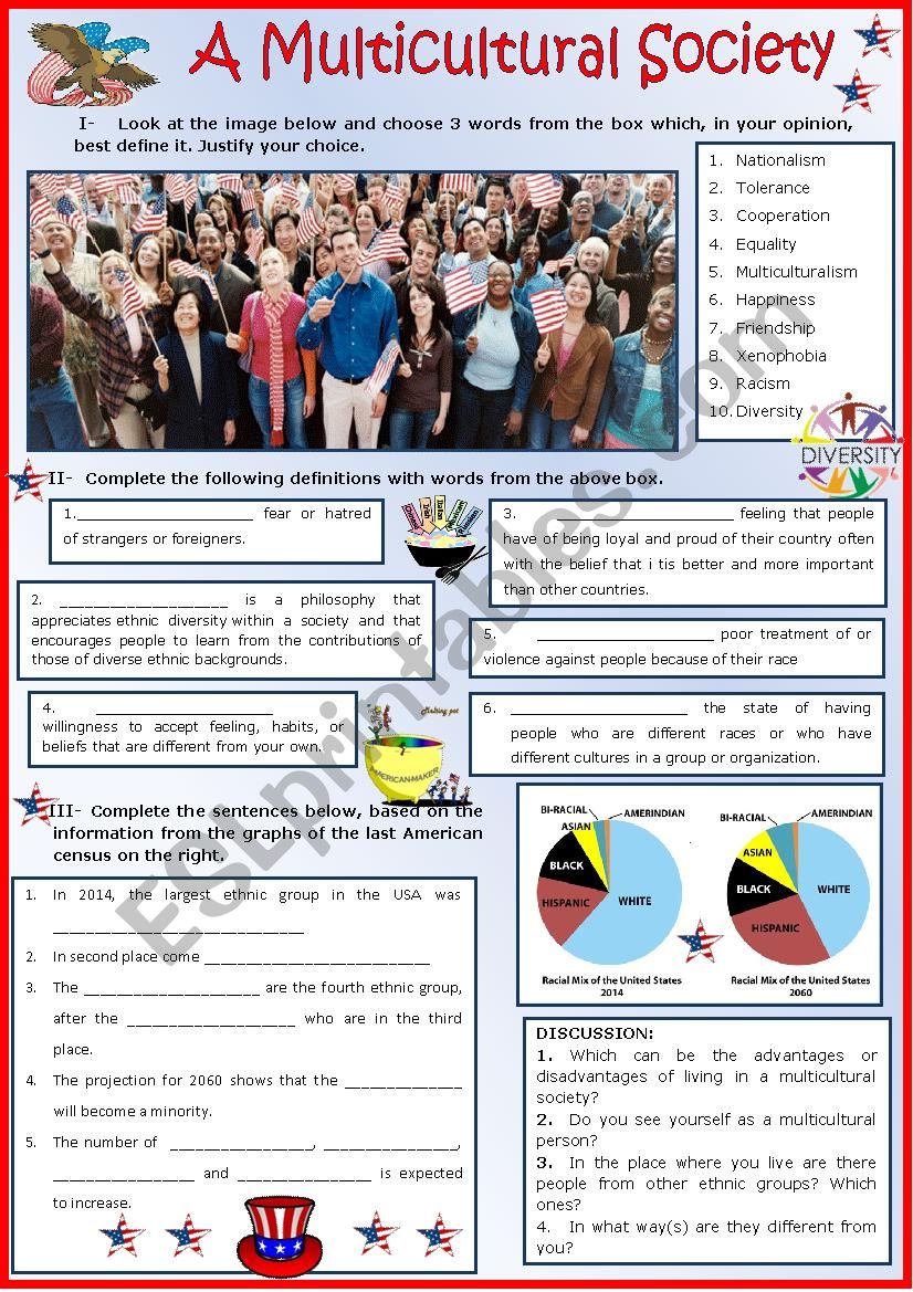 A multicultural society worksheet