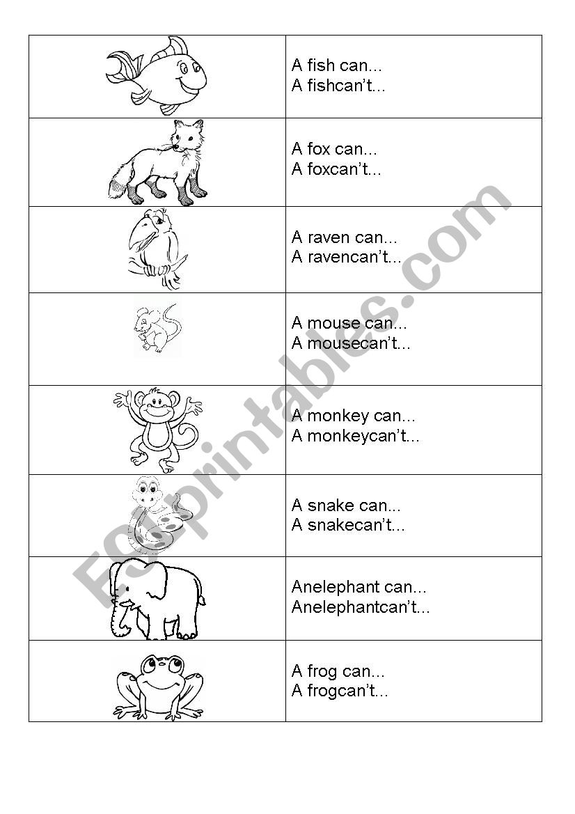 Animals Can X Cant Memory Game