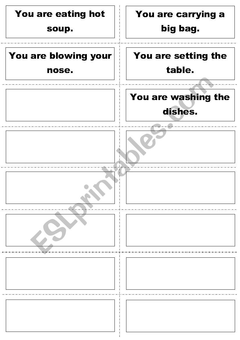 Present Continuous mime game worksheet