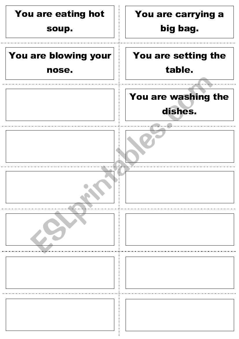 Present Continuous mime game worksheet