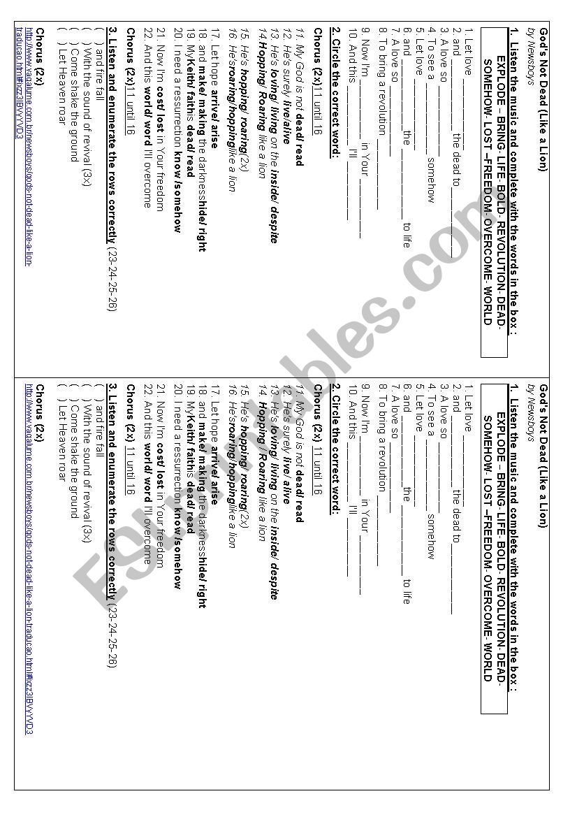 Gods not dead worksheet