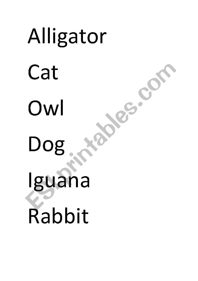 Animals worksheet