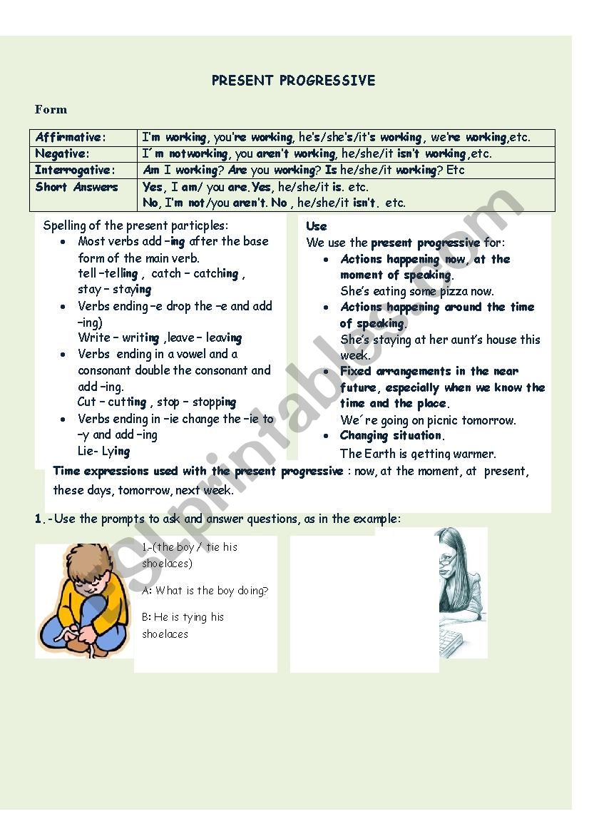 Present continuous worksheet