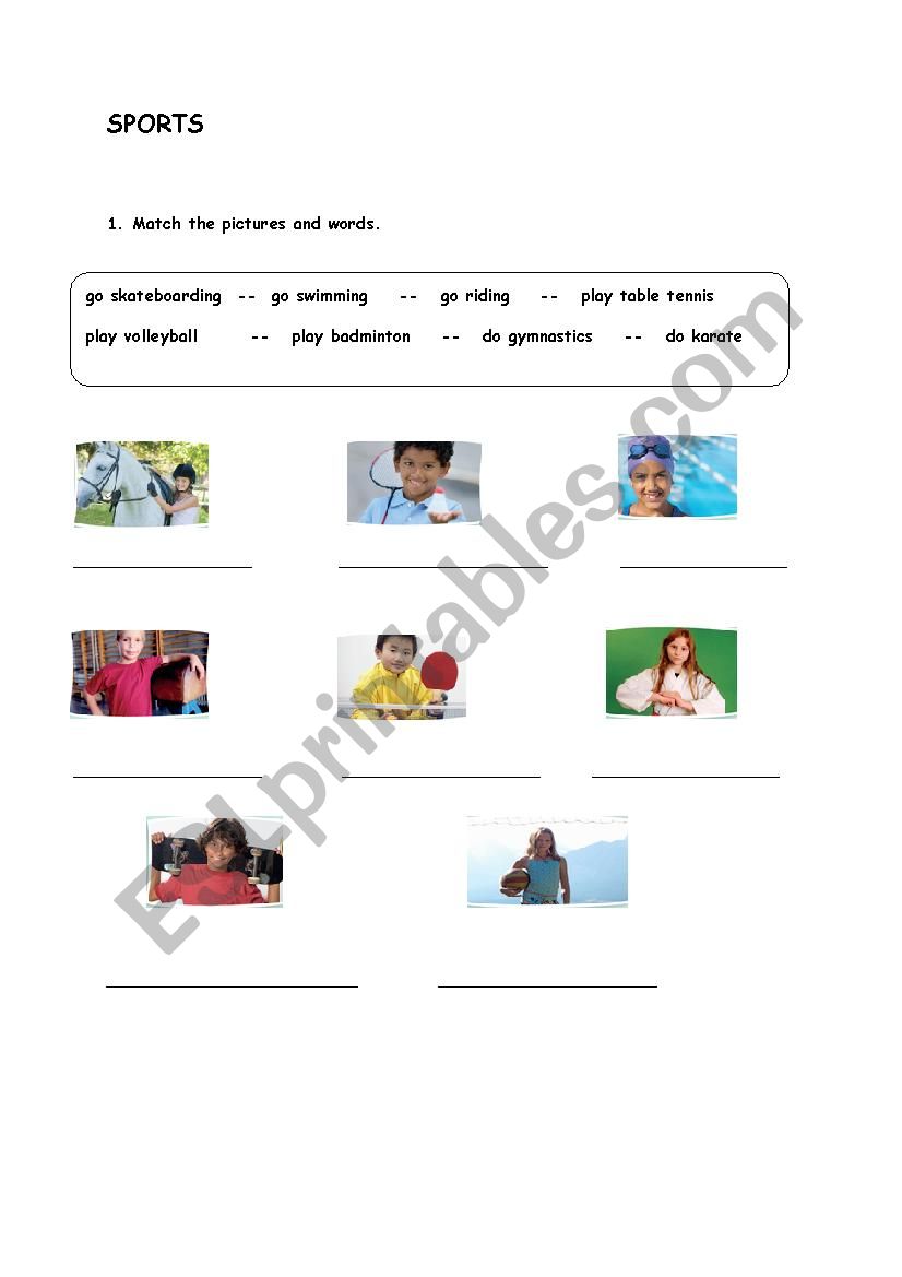 sports worksheet