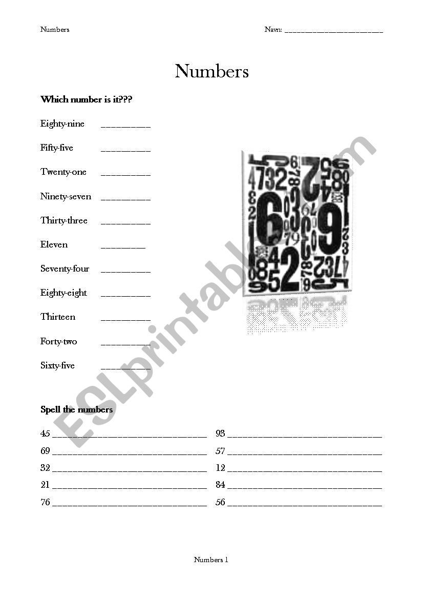 Numbers worksheet