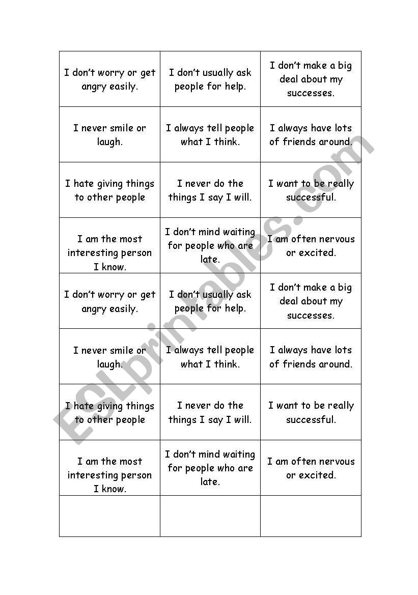 Adjectives to describe people worksheet