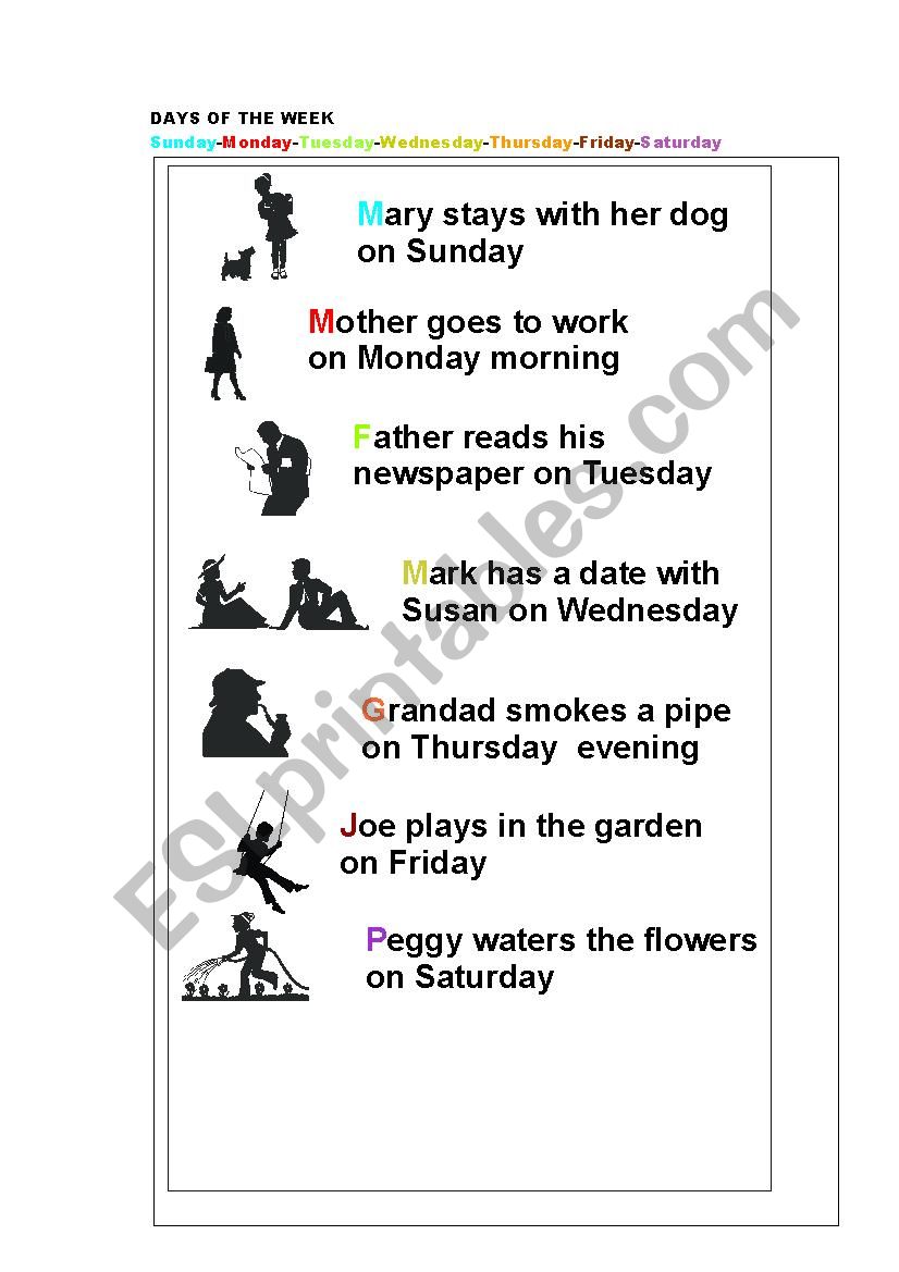 Days of the week worksheet