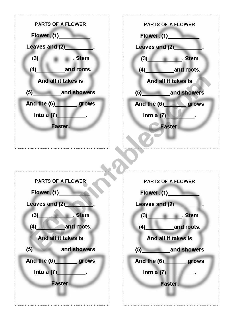 Parts of a flower worksheet