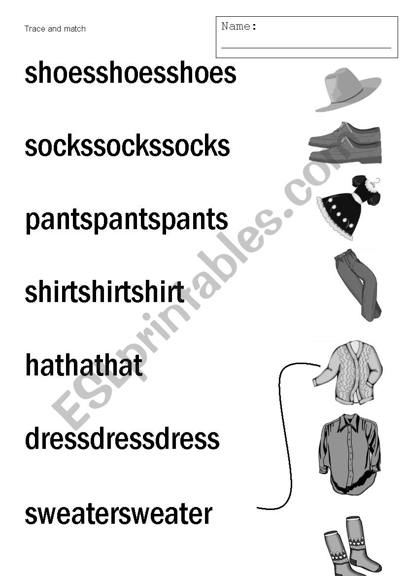 Clothes P2 worksheet